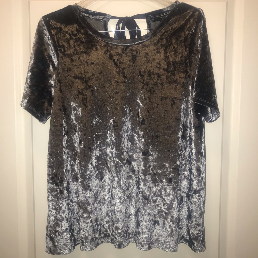 Cynthia Rowley Crushed Velvet Short Sleeve Tee